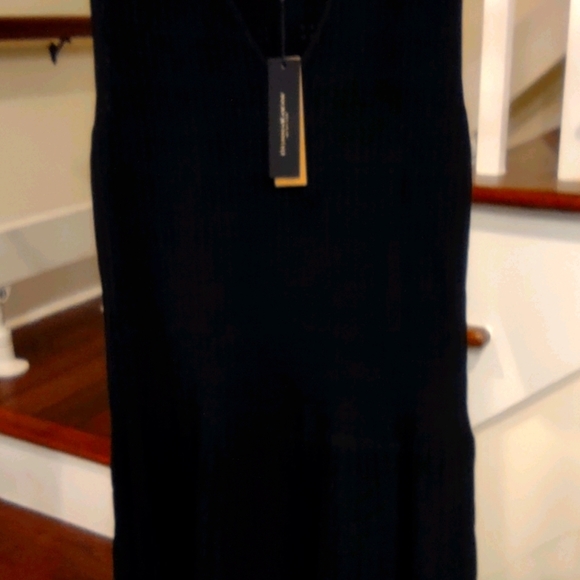 Donna Karan V Neck Black Sleeveless Cocktail Sweater Dress - Picture 2 of 8